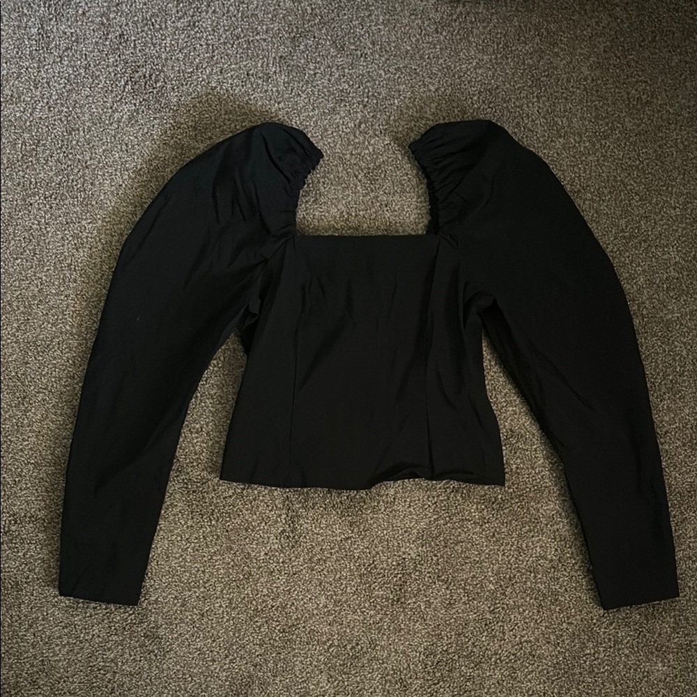 Levi's Black Fitted Blouse with Puffed Sleeves